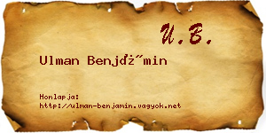 Ulman Benjámin névjegykártya