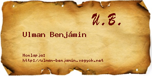 Ulman Benjámin névjegykártya
